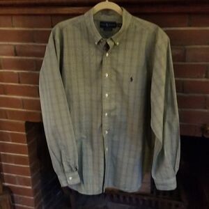 Ralph Lauren  classic fit. Green with purple stripe button down, XL(17).